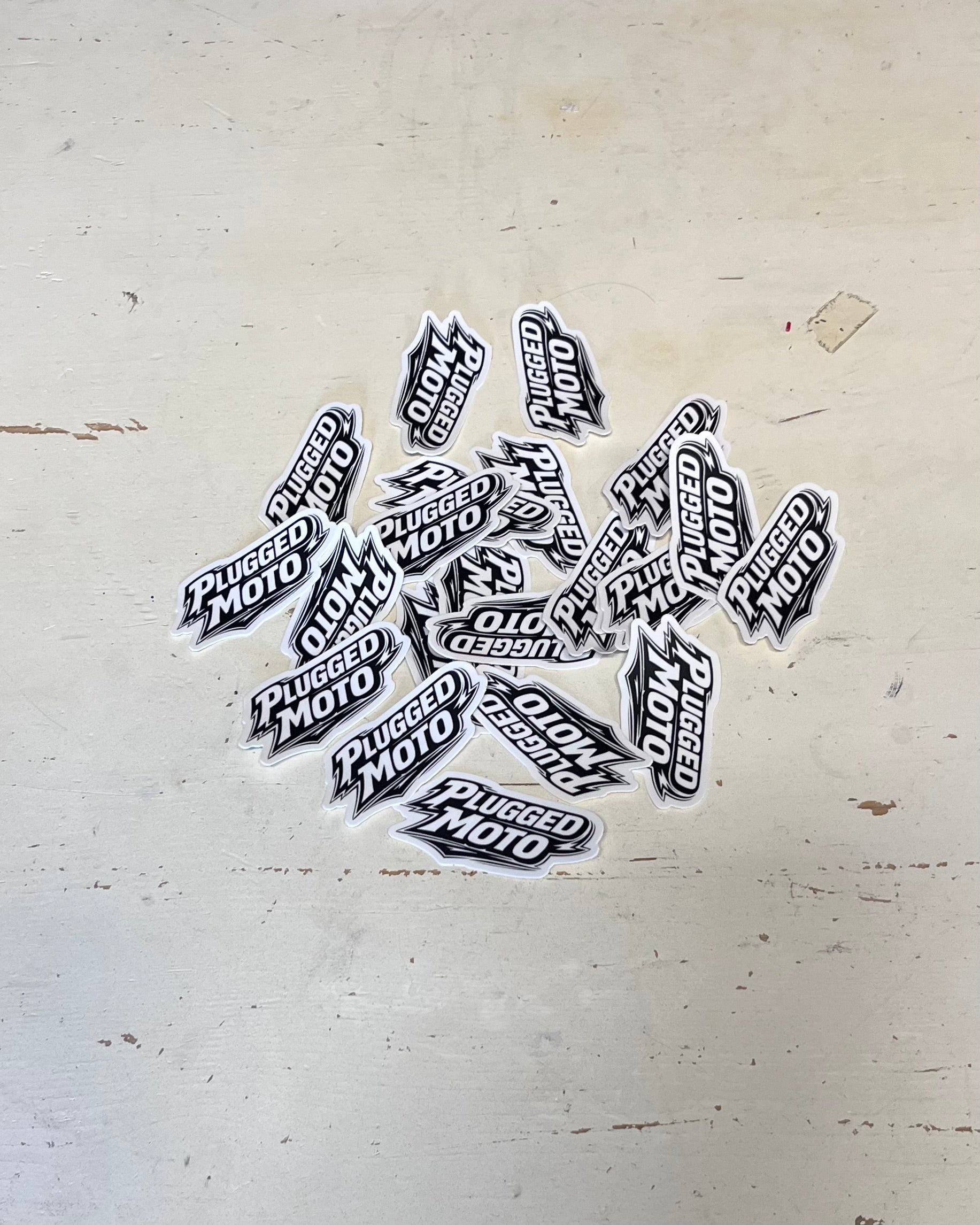 Plugged moto stickers